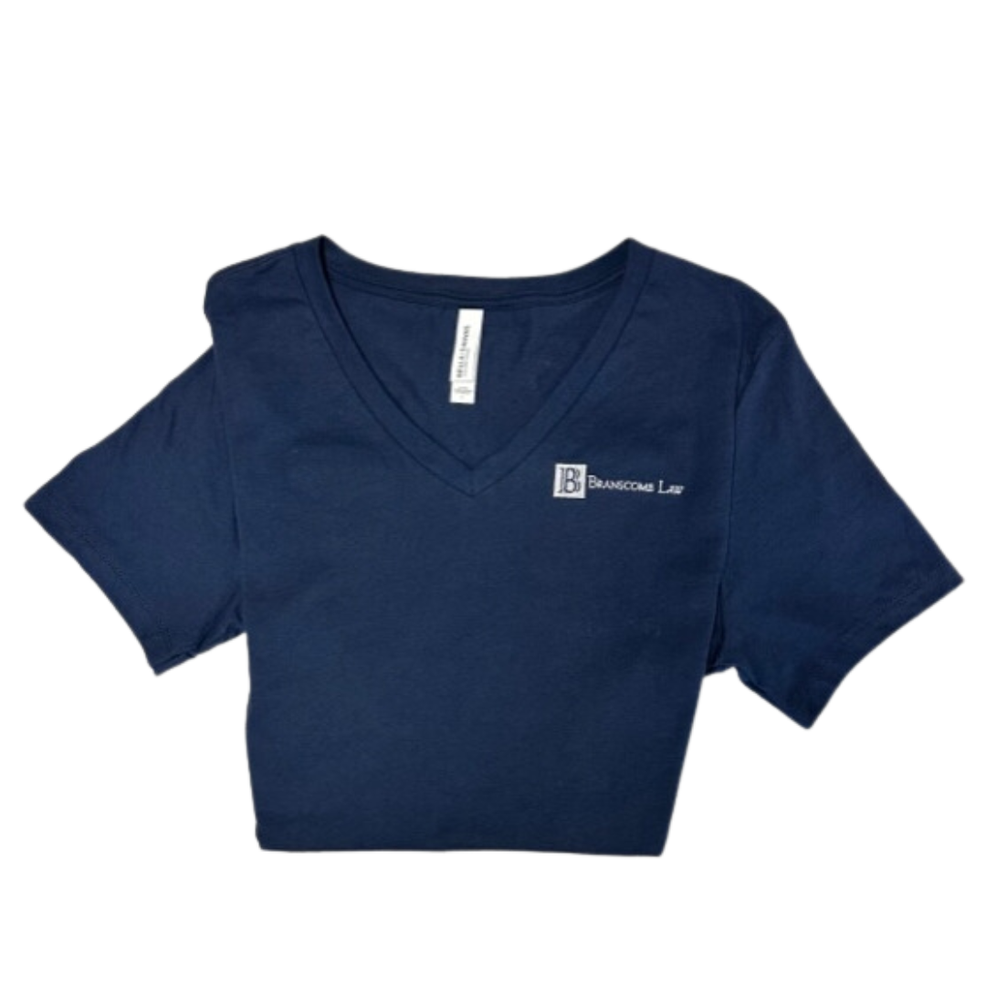 Branscomb Logo V-Neck T-Shirt - Navy (women's fit)