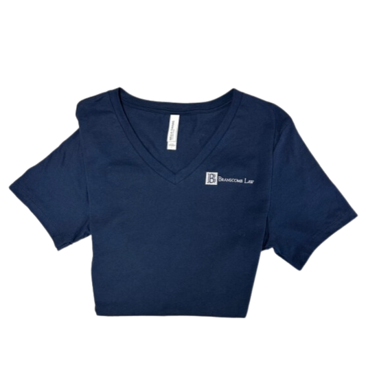 Branscomb Logo V-Neck T-Shirt - Navy (women's fit)
