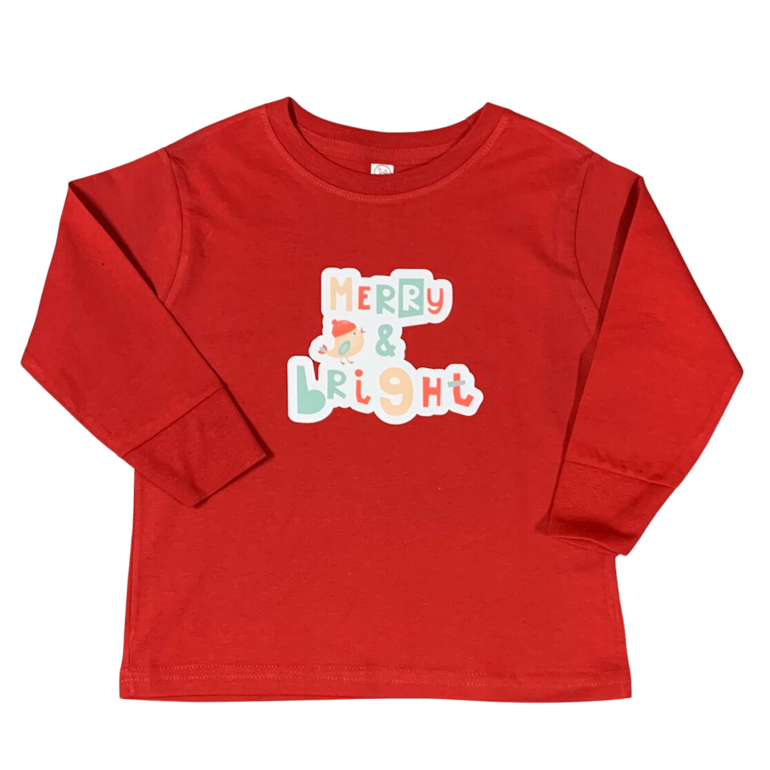 Christmas is Merry and Bright long sleeve t-shirt for kids.